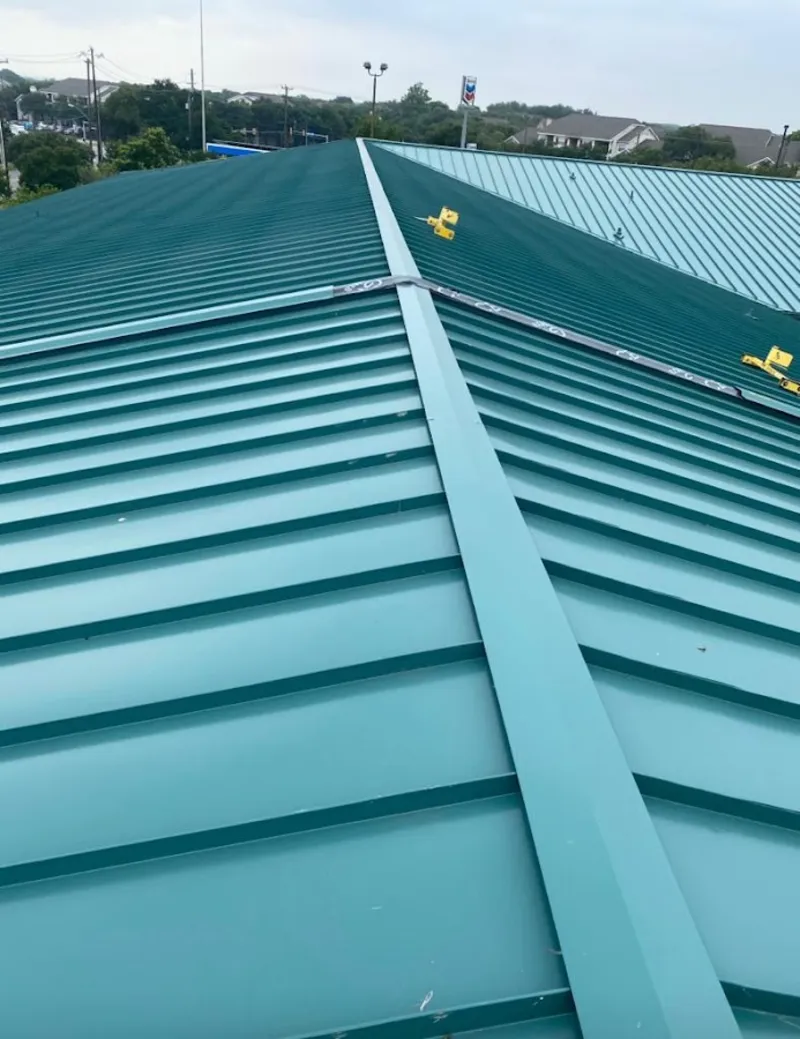 Green commercial metal roof ridge and valley for Metal Roof Repair in East Haddam
